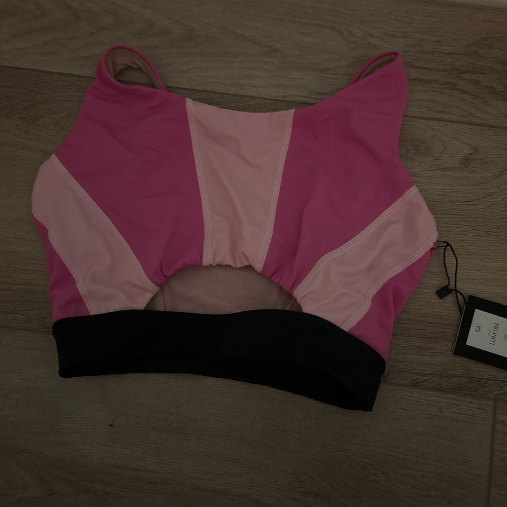 Pink and Black Colorblock Crop Top